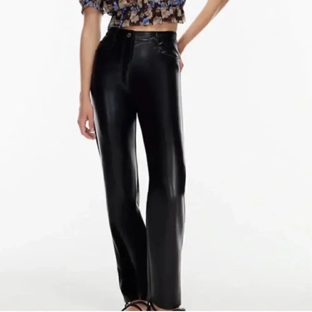 NWT Babaton Vegan Leather Black Straight Pants Size 14